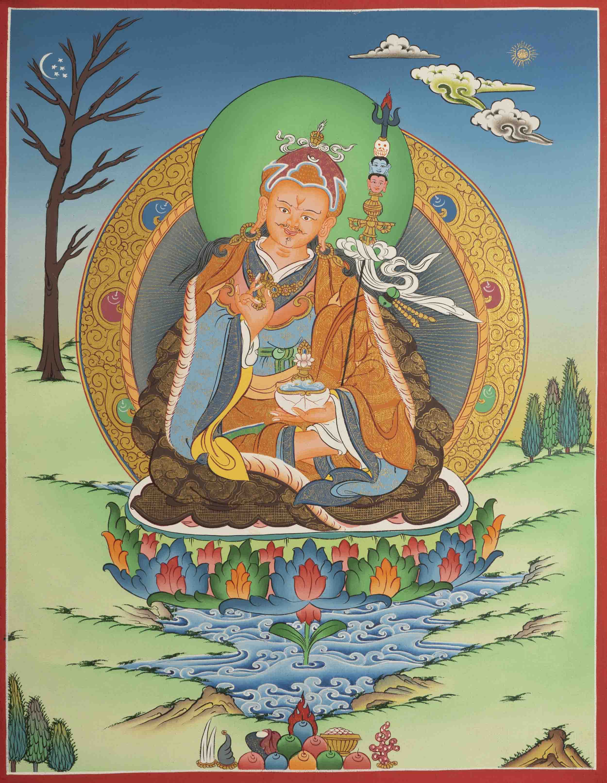 Original Hand Painted Padmasambhava Guru Rinpoche Thangka Painting